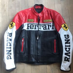 Custom leather Ferrari motorcycle jacket - L